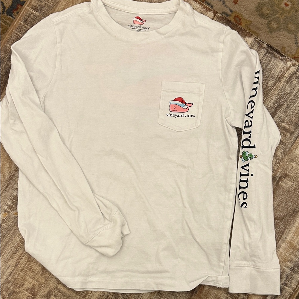 Vineyard Vines Men's Cream Long Sleeve Tee with Logo